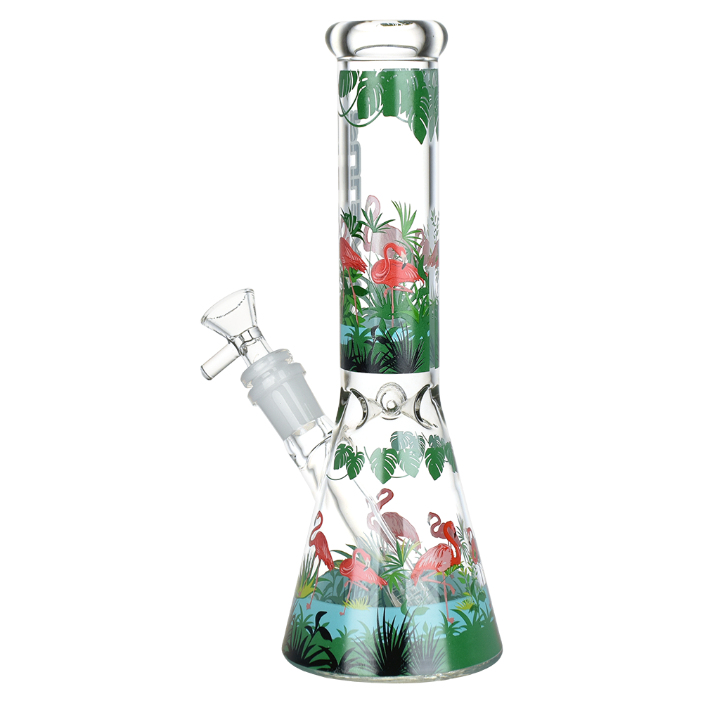 Pulsar Chillin Flamingos Beaker Bong - Two Sizes